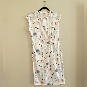NWT Made with Love by Fct White and Blue Semi-Sheer Floral Dress Size M